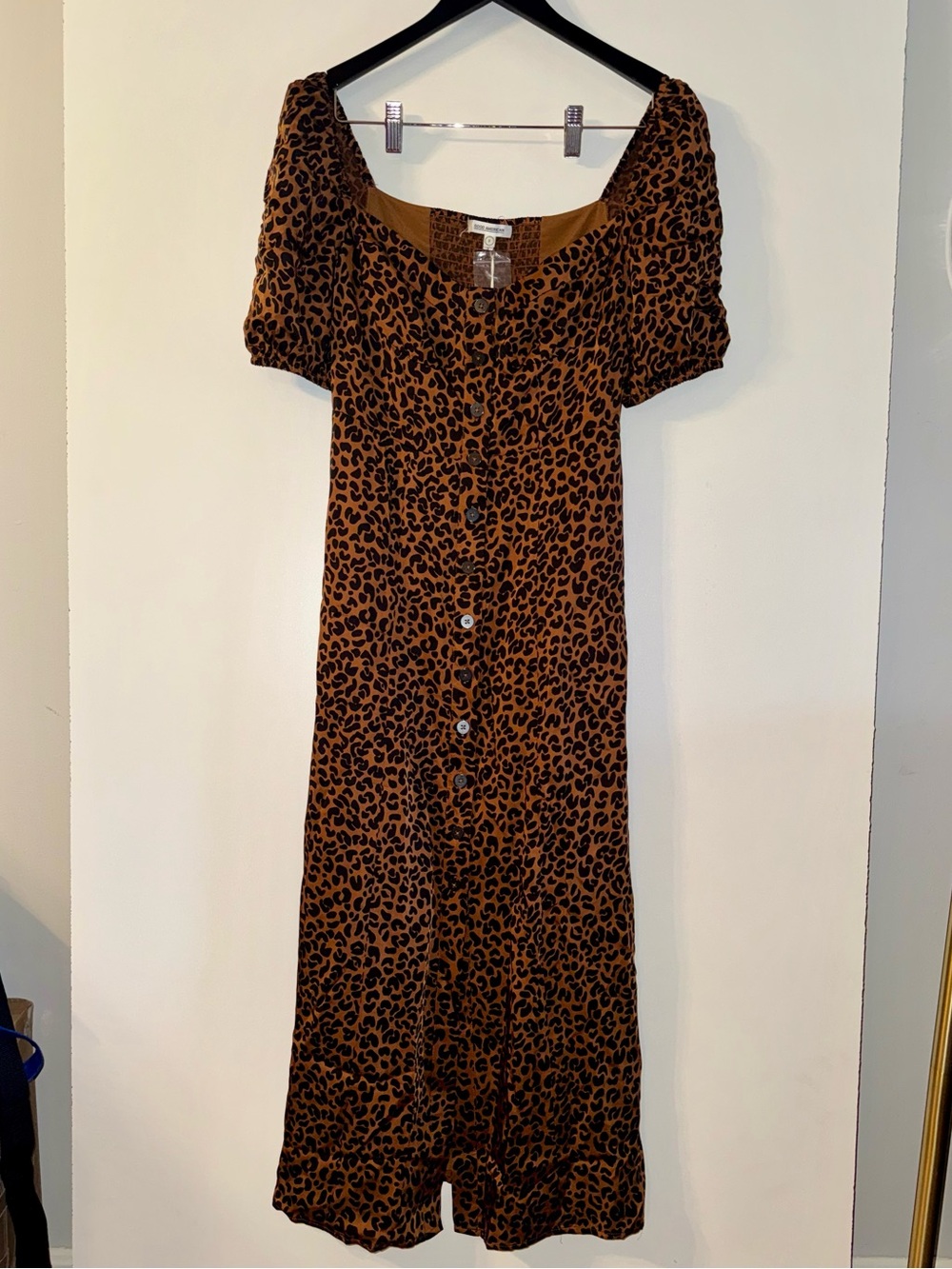 Good American Brown and Black Leopard-Print Button Midi Dress - Picture 2 of 5